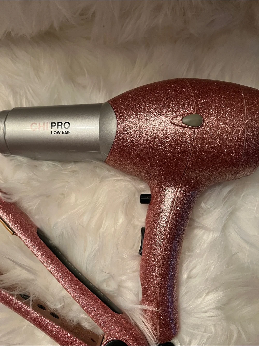 CHI Glitter Pink Hair Dryer and Flat Iron Set